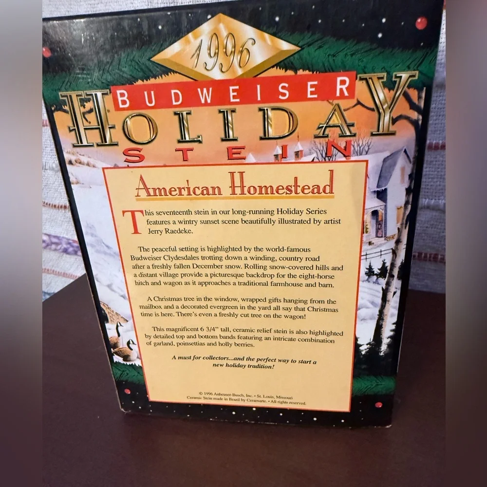 Vintage Budweiser 1996 Holiday Stein‎